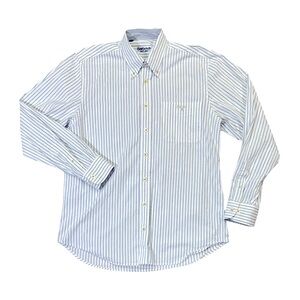 Barbour mens S Small white blue stripe oxford button up casual shirt EUC